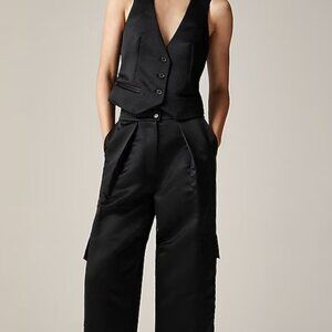 NWT Christopher John Rogers X J.Crew high-rise cargo pant in duchesse satin